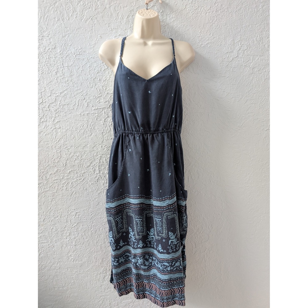 Patagonia Kamala Midi Pocket Dress Women M Navy Geometric Racerback|Eco chic
